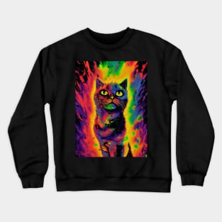 Trippy Multicolored Cat Crewneck Sweatshirt